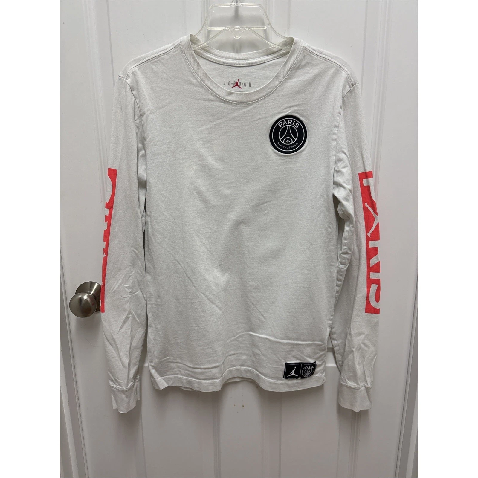Nike Men's Jordan Saint-Germain Collab Paris Long Sleeve T-Shirt White - Small
