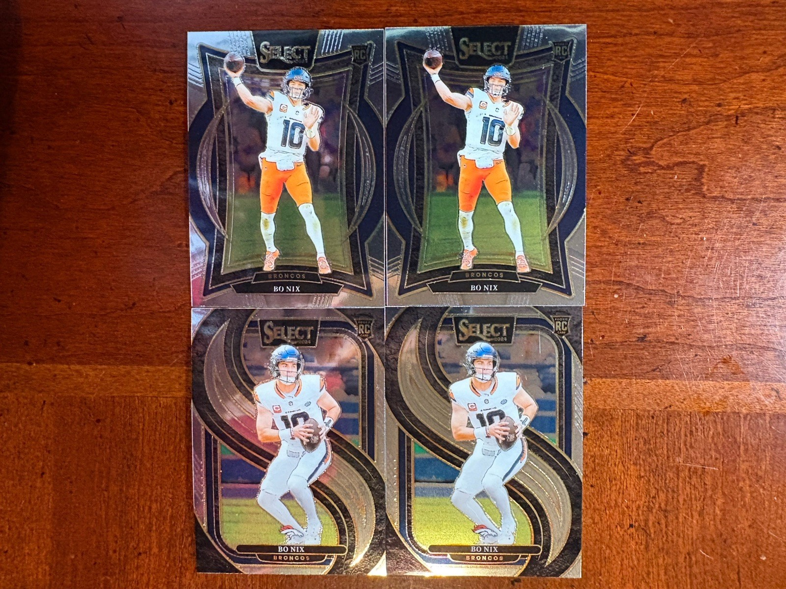 2024 Bo Nix (Broncos) Panini Select Lot of 4 Base Rookie Cards RC