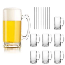 Beer Mugs Set,Glass Mugs With Handle 16oz,Large Beer Glasses For Freezer,Beer...