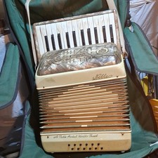 Vintage 1950s Noble 12-Bass Piano Accordion - 25 Key -Cream Pearloid With Straps