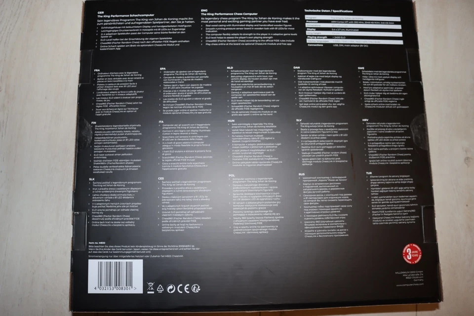 NUEVO MILLENNIUM The King Performance M830 ordenador de ajedrez carcasa de madera auténtica - Imagen 2 de 2