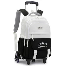 Rolling Backpack,Backpack with Wheels for 6 Wheels B-6 Wheels-black