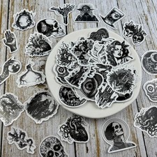 Goth Sticker Lot 100 Stickers Horror Halloween Gothic Black And White Skulls New
