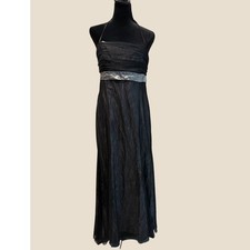 Vera Wang Maids Black Mesh Silver Formal Gown Dress Size 10 Strapless Event