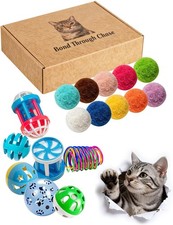 DIYUQISHI 20 Pack Cat Toys Balls Indoor Kitten 1.5'' - 2.2'', Assorted Colors