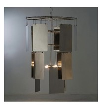 Image of Large Stainless Steel Designer Chandelier Kelly Hoppen Andrew Martin RRP £2995