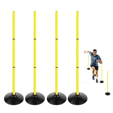 4FT Agility Poles Set Detachable Speed Training Poles Soccer Slalom Sticks wi...