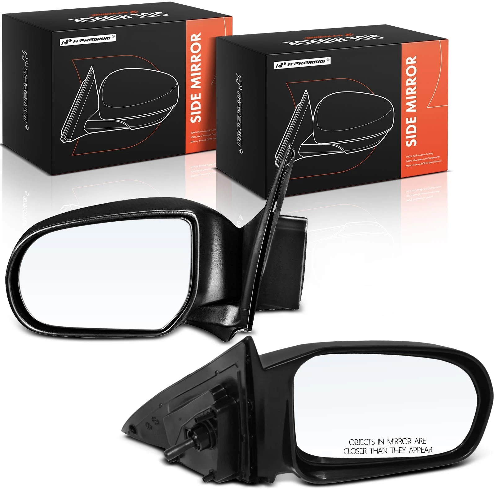A-Premium 2x Manual Mirror w/Manual Folding Textured Black for Ford Escape 01-07