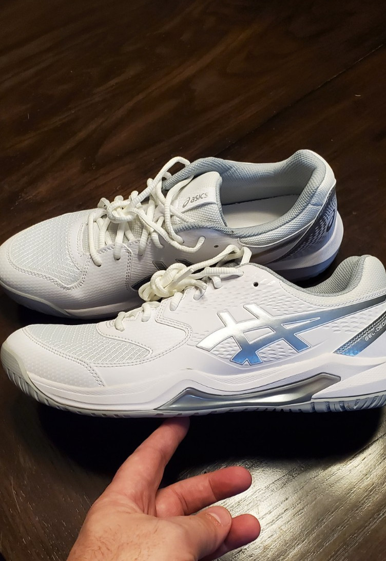 Asics Woman's Gel Dedicate 8 tennis court shoes White and pure silver Size 12 thumbnail 3