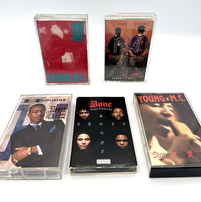 VINTAGE RAP HIP HOP CASSETTE TAPE LOT Bone Thugs Kris Kross MC Hammer Run DMC