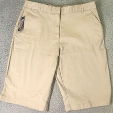 NEW Izod Shorts Girls 18 Tan Khaki Bermuda Stretch Pocket Uniform Schoolwear