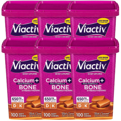 Viactiv Calcium Vitamin 600 Soft Chews Caramel Supplement For Bone Health 6 Pack