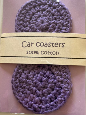handmade Crocheted Purple 2  car coasters