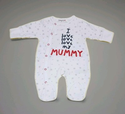 ''I love my Mummy'' Strampler Schlafanzug Overall Pyjama Einteiler Sterne Gr 62 68