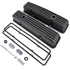 Finned Aluminum Tall Valve Covers W Bolts For Chevy Small Block 283-400 Black Finned Aluminum Tall Valve Covers W Bolts For Chevy Small Block 283-400 Black