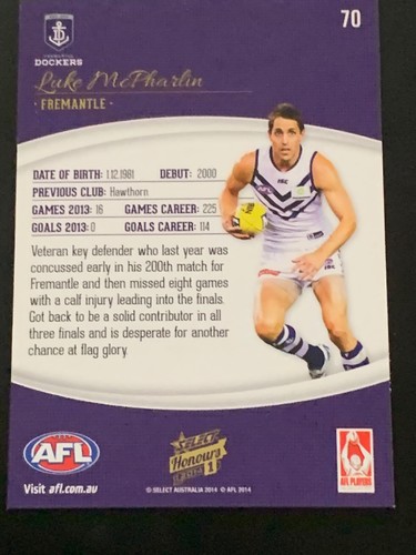 SELECT 2014 AFL HONOURS 1 COMMON CARDS - PICK YOUR CARD - Picture 131 of 311