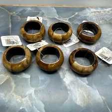 Vintage Bed Bath Beyond Napkin Rings Bovine Bone Bangle NWT Lot Of 6 Boho