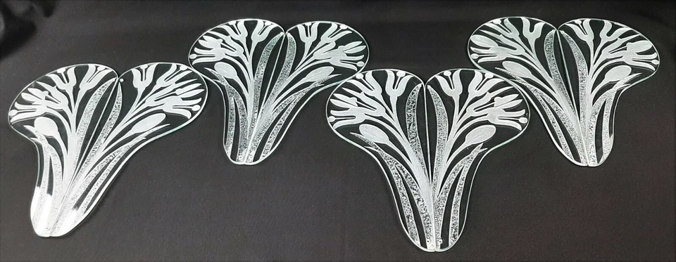 8 verres Art Nouveau  Déco sablés d'ornement vitrail sandblasted glass Très rare - Photo 2/4