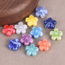20pcs Star Flower 12mm Shiny Ceramic Porcelain Loose Beads For Jewelry Making