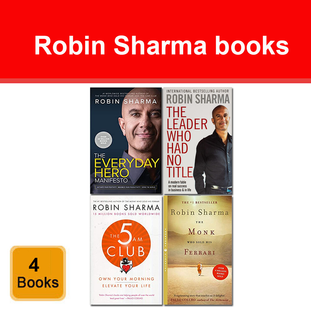 Robin Sharma 4 Books Set Everyday Hero Manifesto, 5 AM Club, Monk Who Sold his..