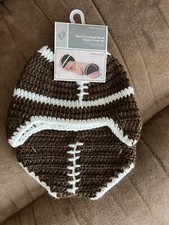 Hand Crocheted Football Hat And Diaper Cover NWT