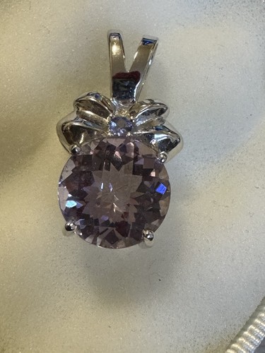 Gems Tv Dusky Pink Rose De France Amethyst & Tanzanite 9k White Gold Pendant - 第 3/13 張圖片