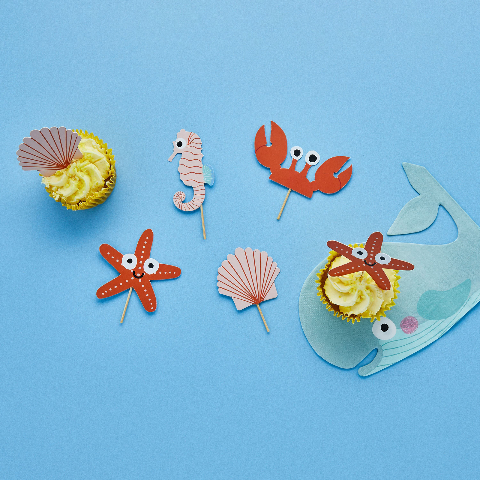 Fish Mermaid Cupcake Toppers Food & Drinks Picks Under Sea Beach Party x 12