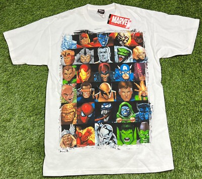 NWT'S 2008 Marvel Mad Engine Character Comic Book Hero T-Shirt Men's L White