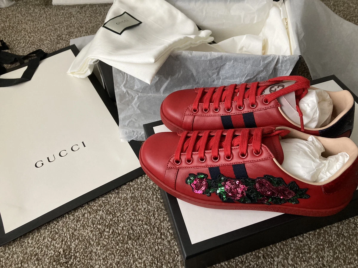 Gucci Ace Trainers Red eBay