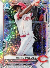 2021 Bowman Chrome Speckle Refractor /299 #BCP-184 Malvin Valdez Rookie Reds
