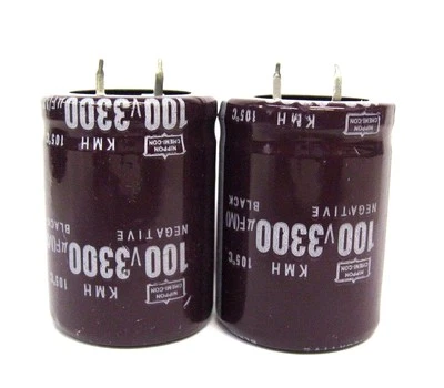 NIPPON CHEMI-CON 3300uF 100V (2x) Electrolytic Capacitors 100V 3300uF Volume 30x40 mm