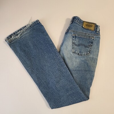 90s Todd Oldham Jeans トラッカージャケット モザイク柄 Vintage Todd Oldham Jeans Size 9 Blue Denim Boot Cut | eBay