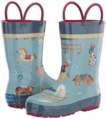 New Stephen Joseph Kids Rain Boots Western Pull On Boots Sz 11 Little Child NIB