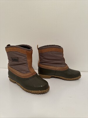 SOREL Duck Boot Women s 7 Brown Leather/Nylon Removable Liner Waterproof Canada