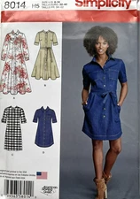 Simplicity Pattern 8014  Misses Shirt Dresses Length  Variation   Sizes:  6 - 14