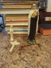 Older Statue of St. Therese Lisieux, Little Flower 8", other religious items