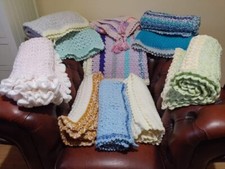 Selection of handmade Crochet Baby Blankets. Various colours, patterns. 