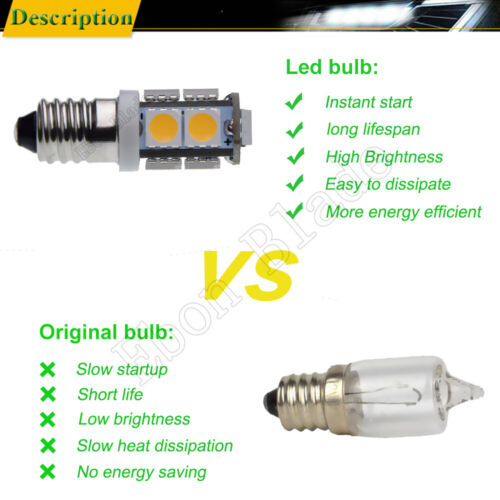 2PCS 24V Warm White E10 1447 9SMD LED Bulb Screw Replace Flashlight Torch Light - Picture 4 of 7