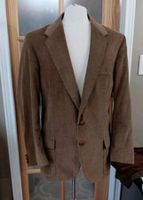 Corduroy Blazer Vintage Sport Coat WFF Farah Jacket Sz 46L Brown Elbow Patches