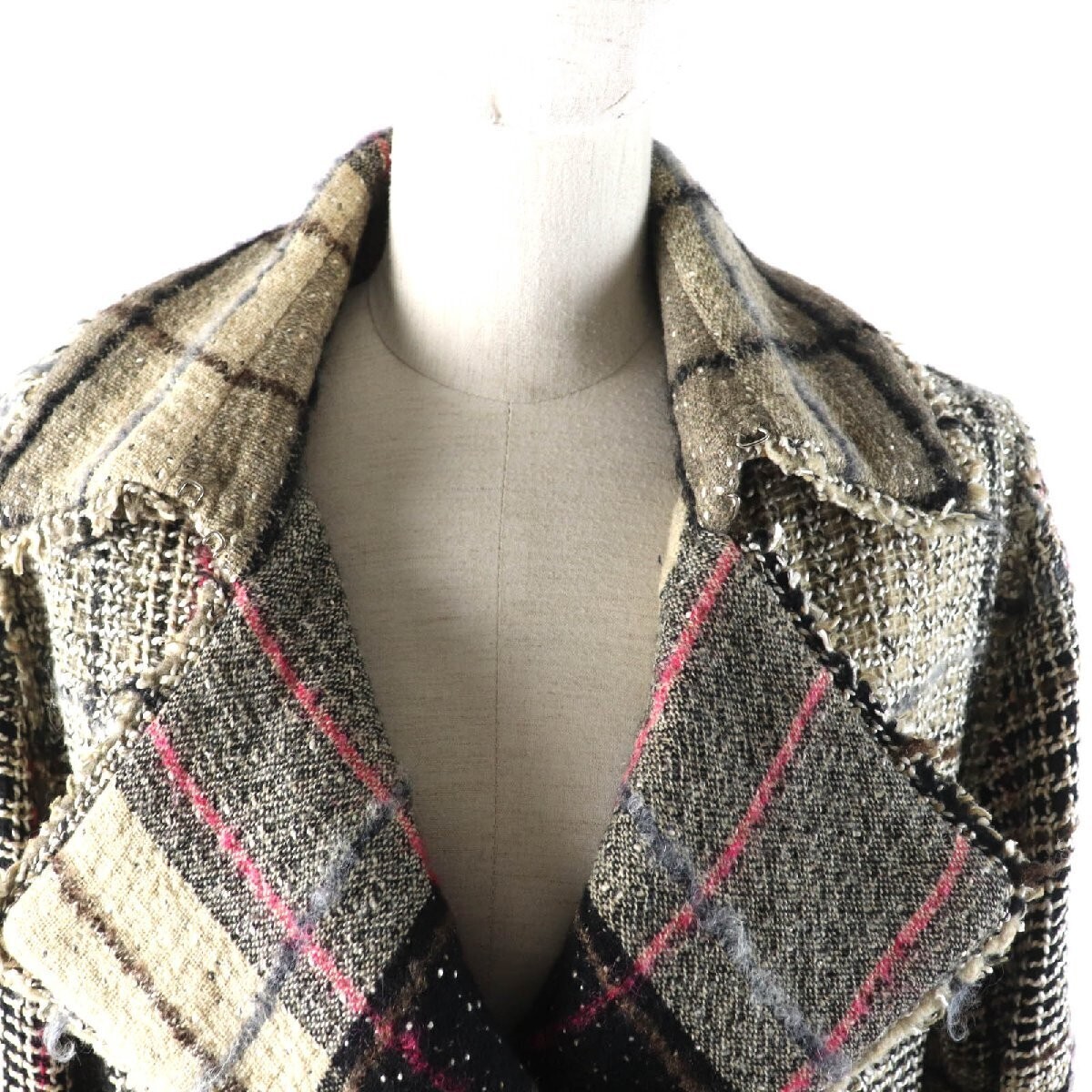 CHANEL 05A P26855 Coco Mark Button Check Tweed Double-Breasted