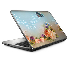 Universal Laptop Skins wrap for 15" - Sparkle Butterfly Flowers