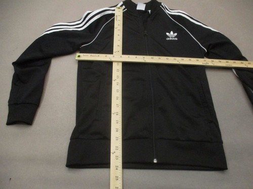 ADIDAS Size 13-14 Kids Unisex BLK Full Zip Stand Collar Pocket Track Jacket 136 - Picture 5 of 9