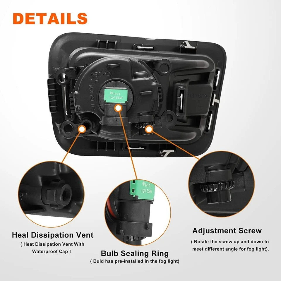 Par de luces antiniebla para parachoques Nissan Titan XD 2016 2017 2018 2019 con cable Foto 4 de 4