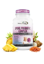 MoxyVites Spore Probiotic Complex All In One Prebiotics and Probiotics, 60 Caps