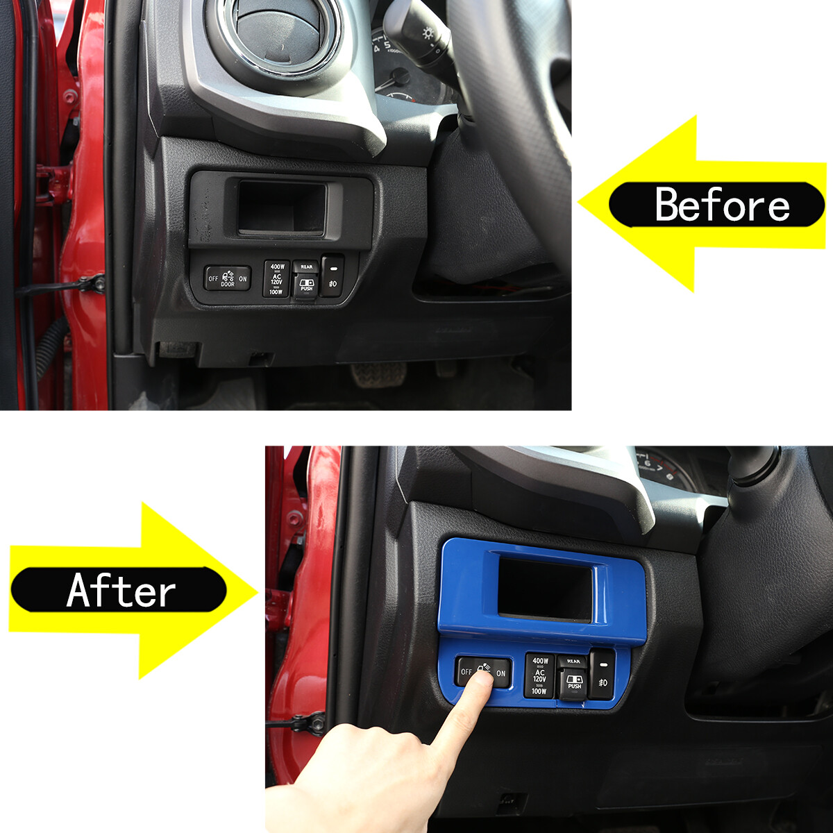 ABS Blue Car Frog Light Switch Frame Trim Decor Cover For Toyota Tacoma 16-2022