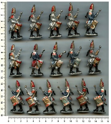 Lot De 16 Soldats De Plomb – Grenadiers Et Tambours Prussiens, Guerre De 7 Ans, Plein