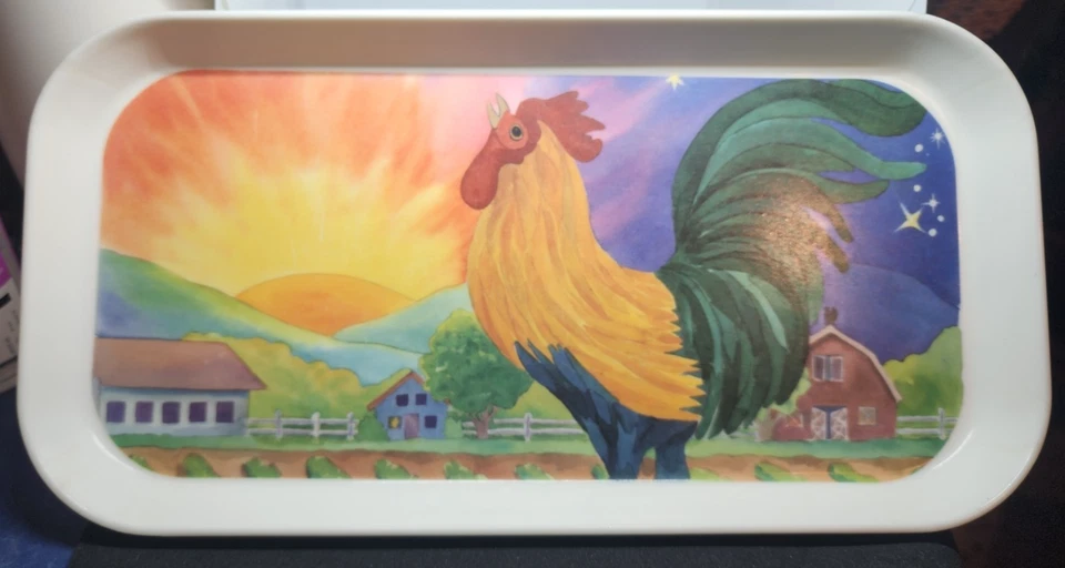 Bandeja para servir melamina Jason's 28 cm día/noche gallo hecho en Italia Foto 2 de 4