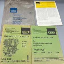 HATZ DIESEL E571 E671 Instruction Book , Spare Parts List , and guarantee Card