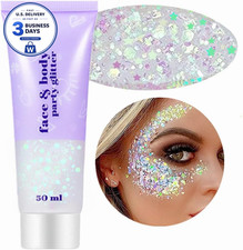 Clear White Body Glitter Gel for Halloween  Festival Outfits 50 ml