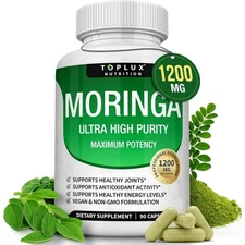 Moringa Capsules Pure Leaf Powder Antioxidant Rich Vegan Superfood Supplement